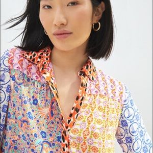 🆕 MAEVE Contrast Buttondown Patchwork Shirt